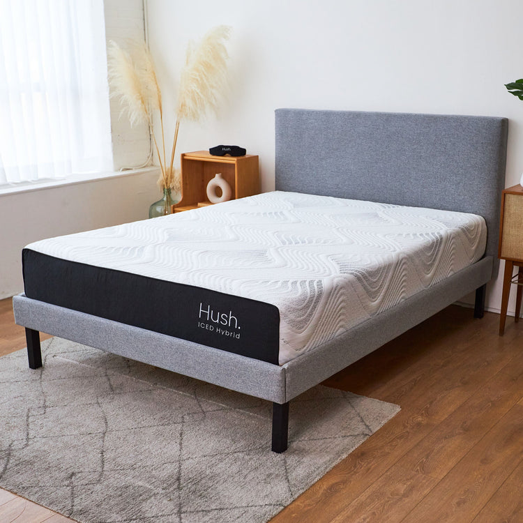 Hush Iced Hybrid Mattress on bed frame