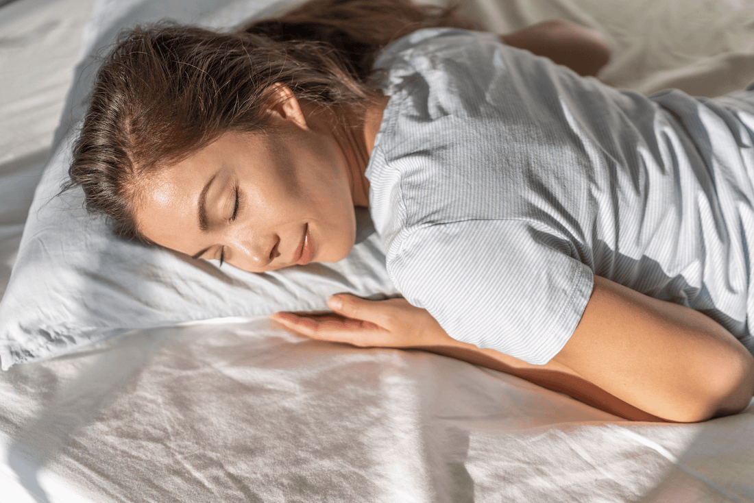 stomach sleeper: Woman sleeping on her stomach